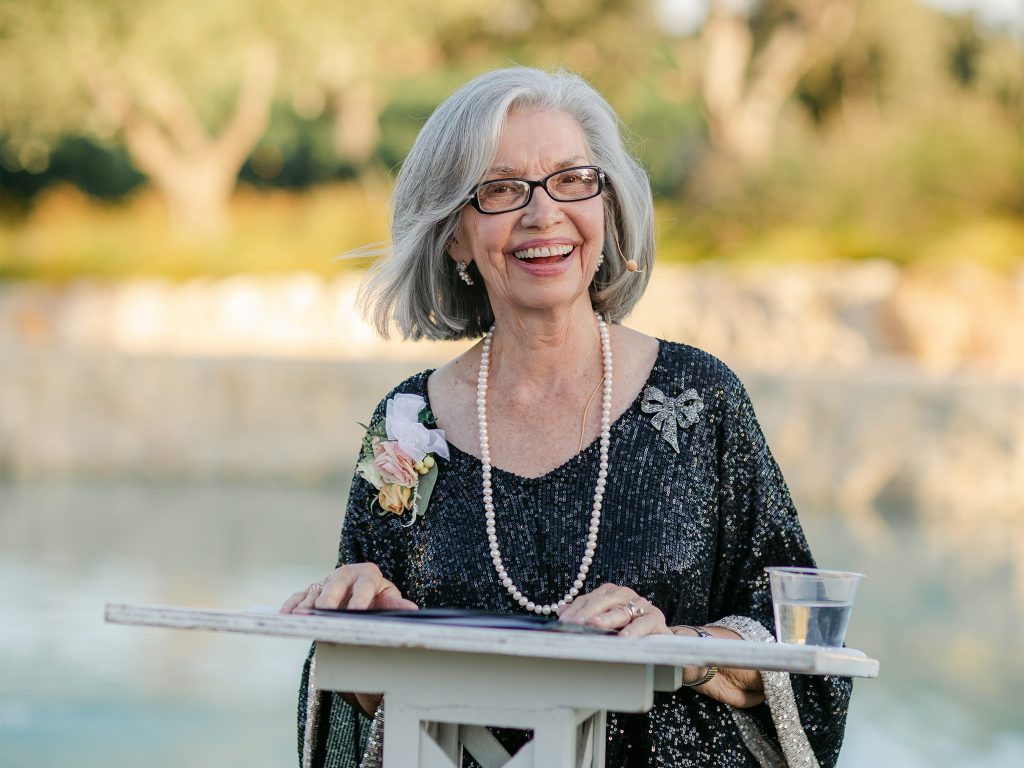 Dottie officiating a wedding