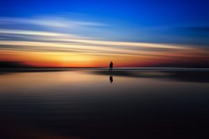 on the beach at sunrise