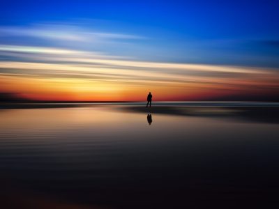 on the beach at sunrise