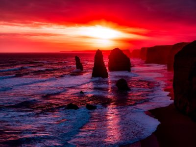 Shoreline at sunset